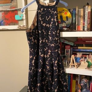 Navy and Tan Mini Dress